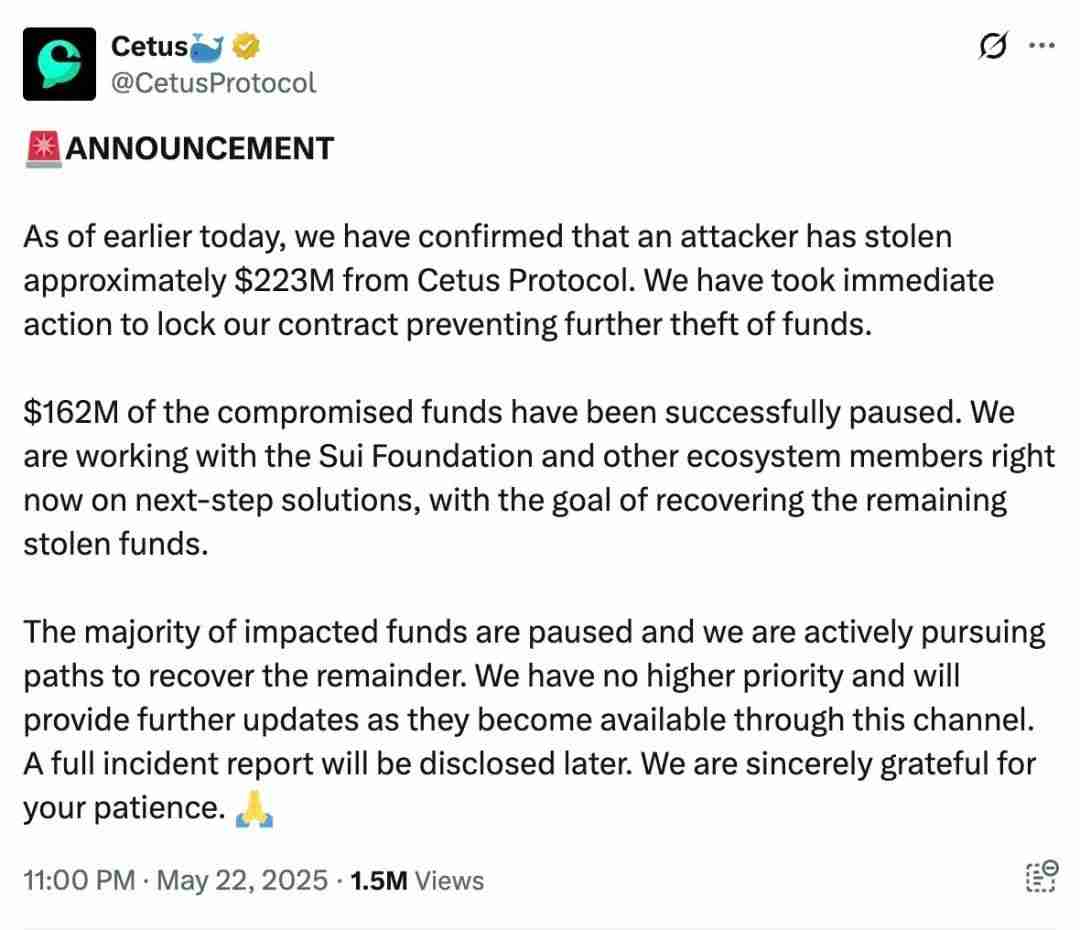 Cetus被盗2.3亿美元，解析攻击手法及资金转移情况 - 天气宝